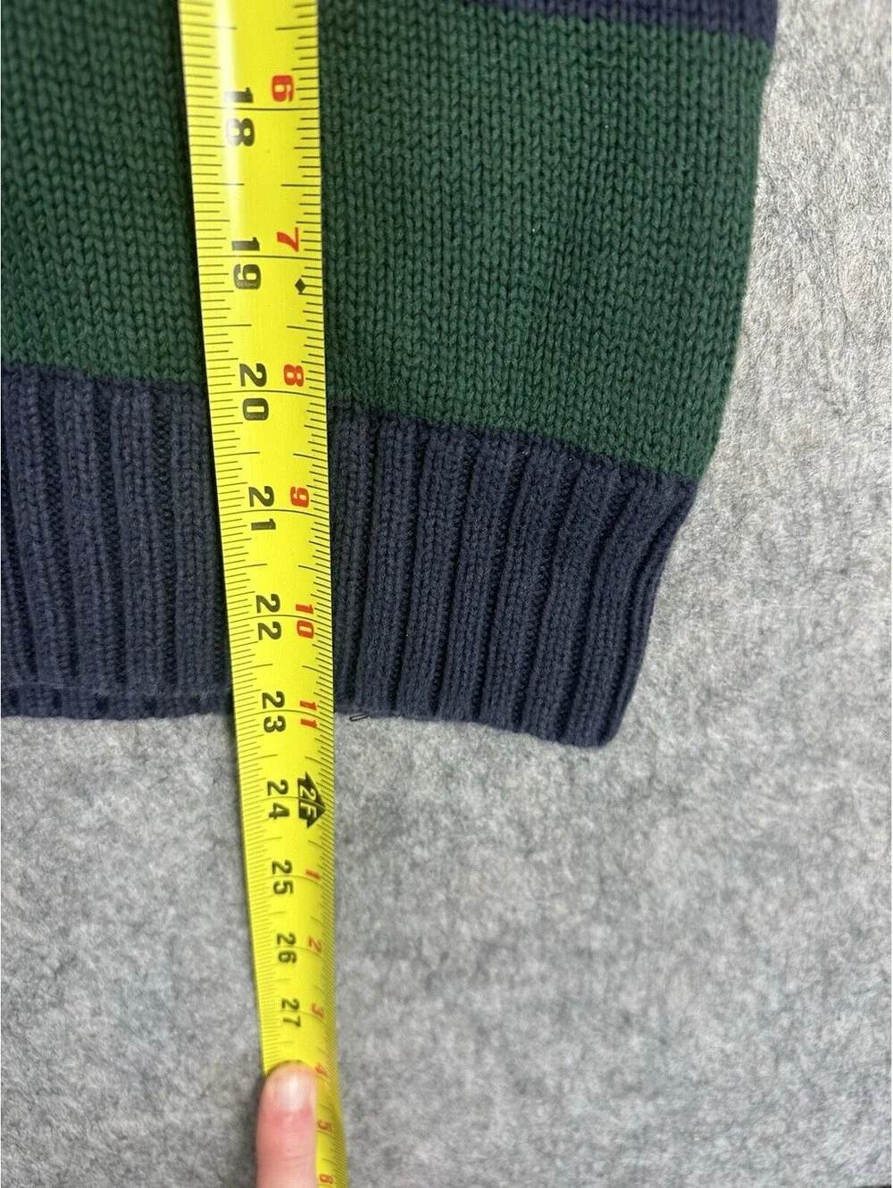 Polo Ralph Lauren Sweater Youth  Medium Blue Striped Flesh Pony 1/4 Zip Pullover